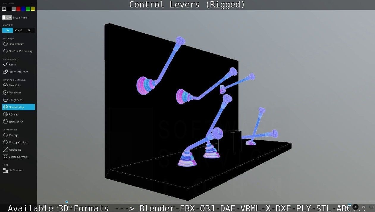 Control Levers - Rigged - Low-poly 3D model_76