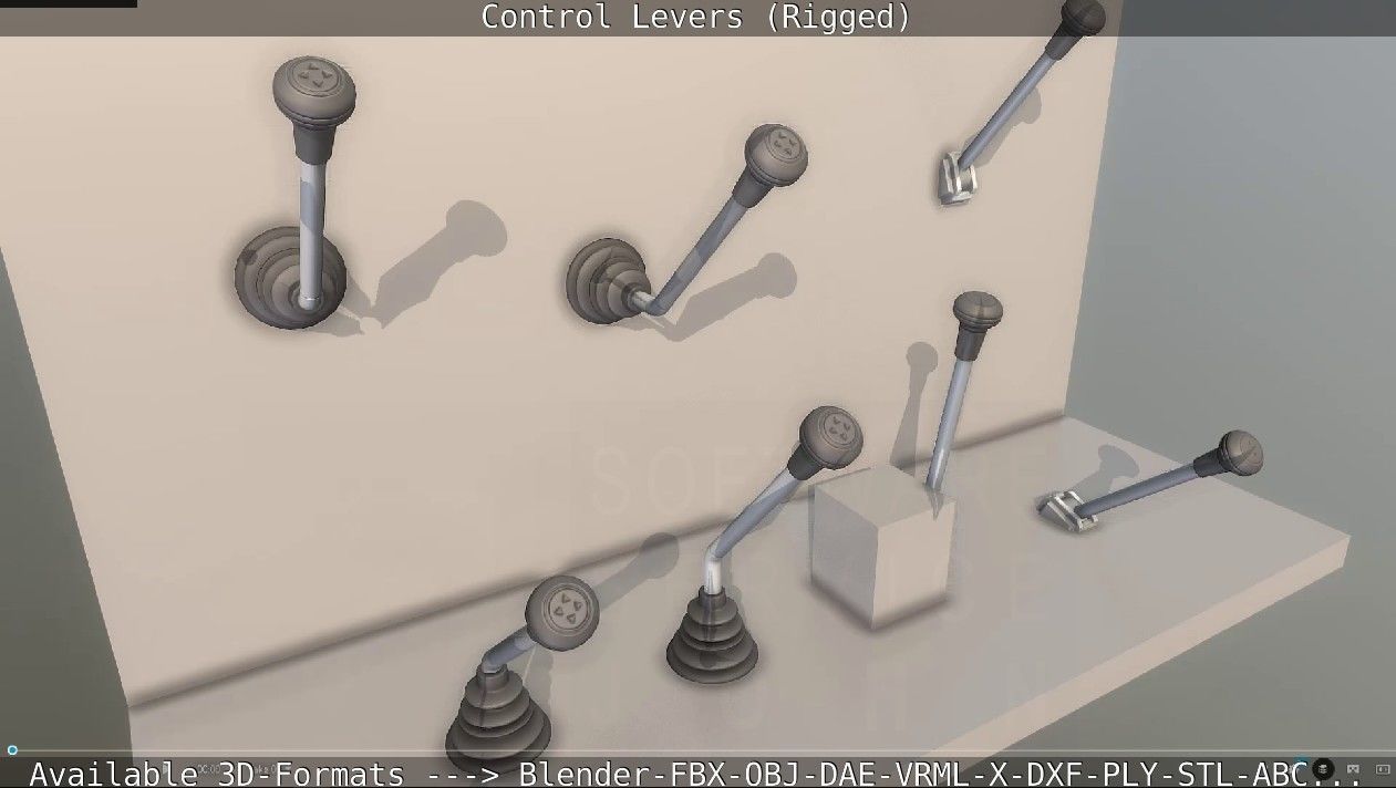 Control Levers - Rigged - Low-poly 3D model_89
