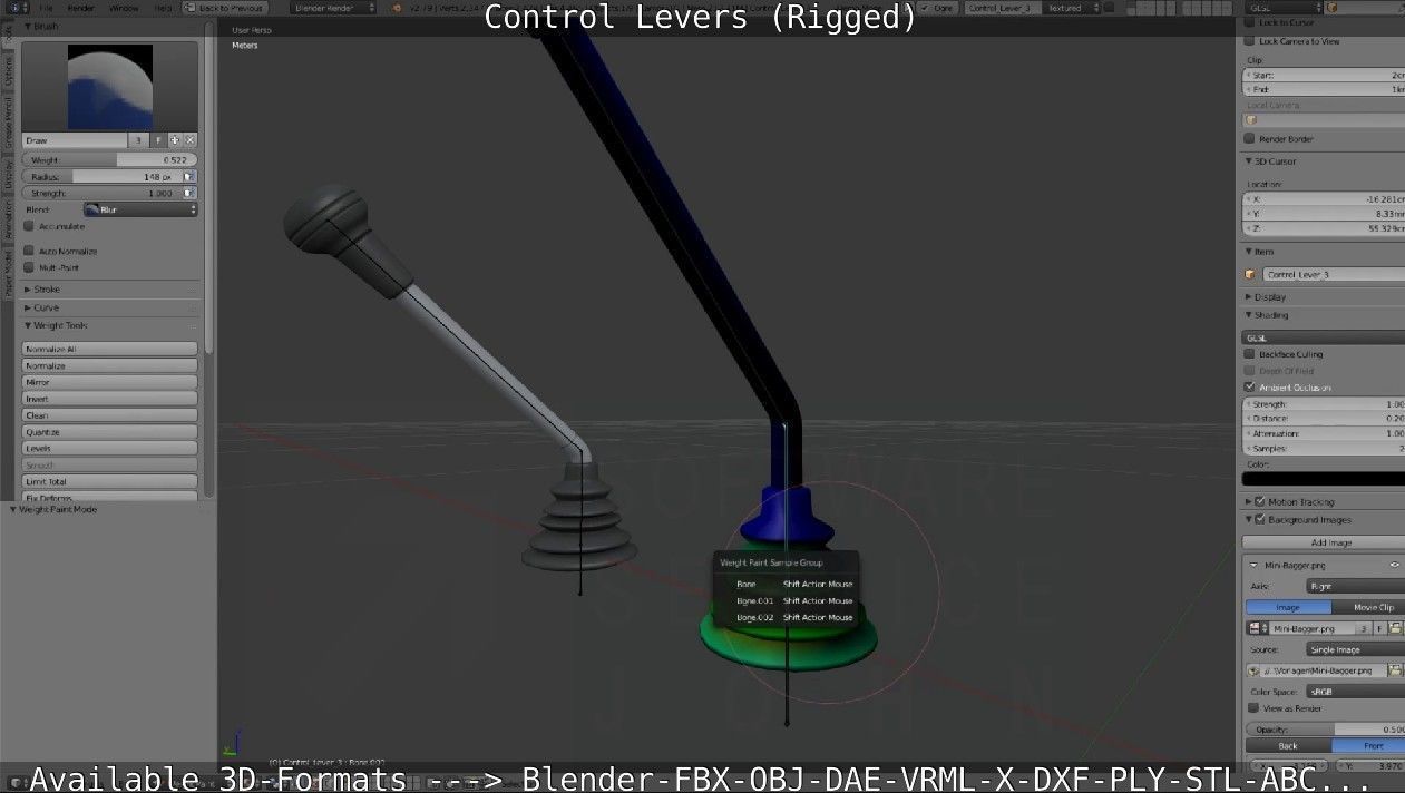 Control Levers - Rigged - Low-poly 3D model_24