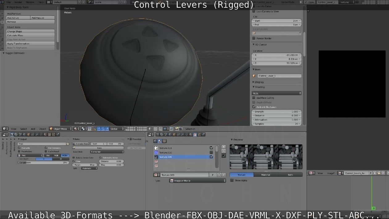 Control Levers - Rigged - Low-poly 3D model_50
