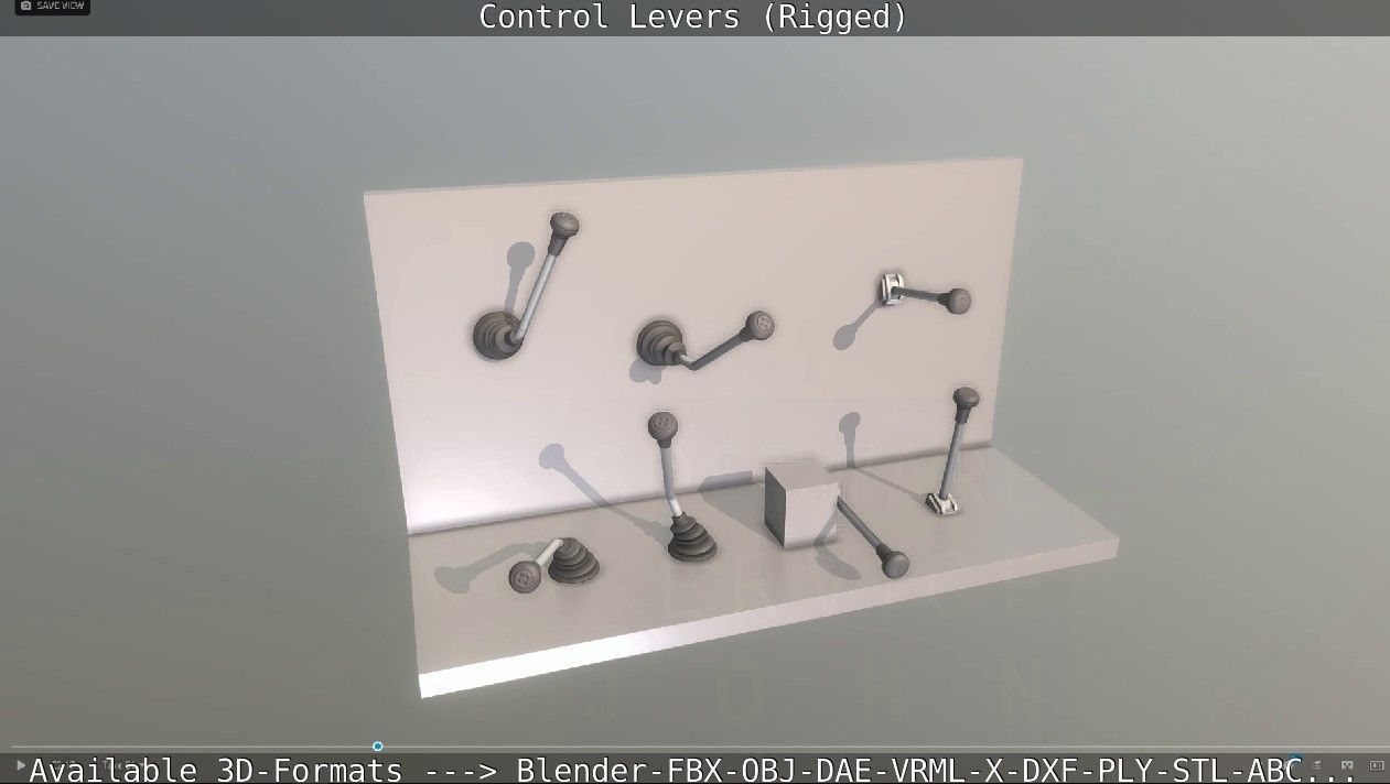 Control Levers - Rigged - Low-poly 3D model_56