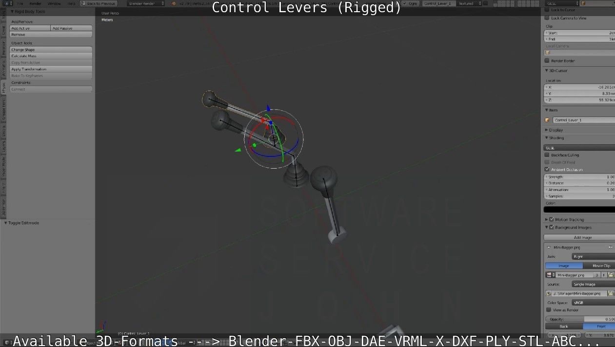 Control Levers - Rigged - Low-poly 3D model_54