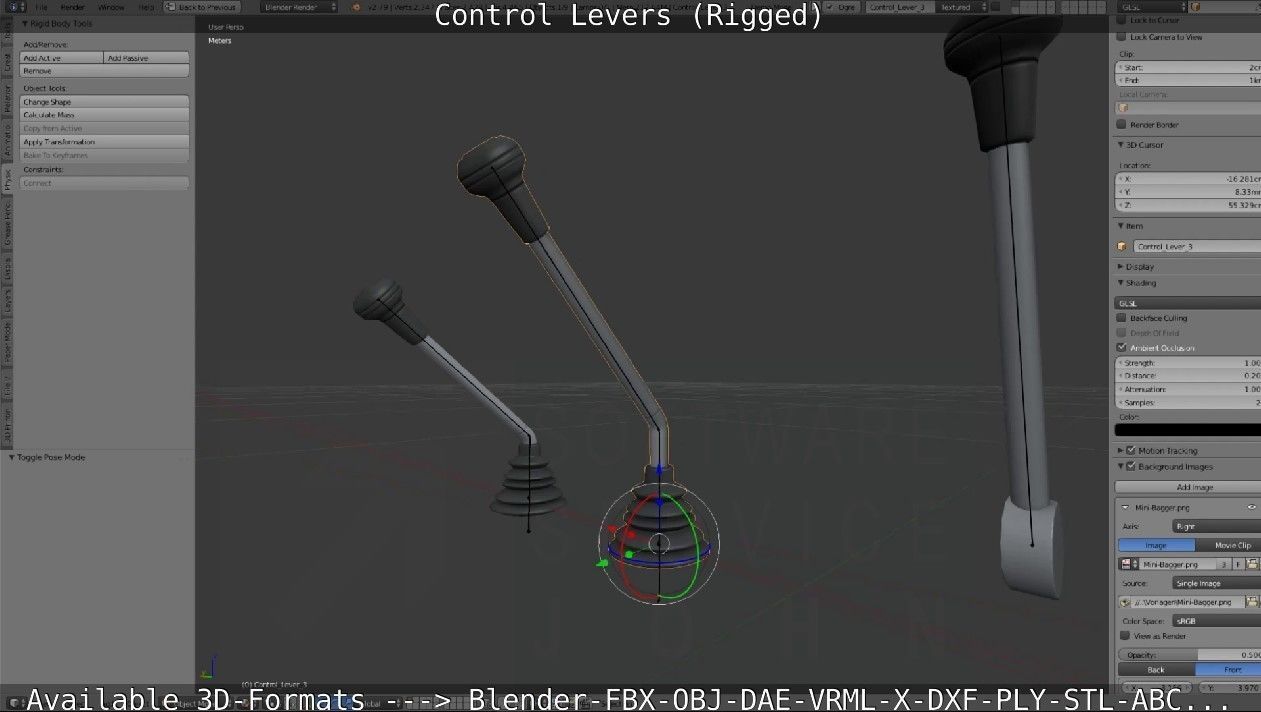 Control Levers - Rigged - Low-poly 3D model_19
