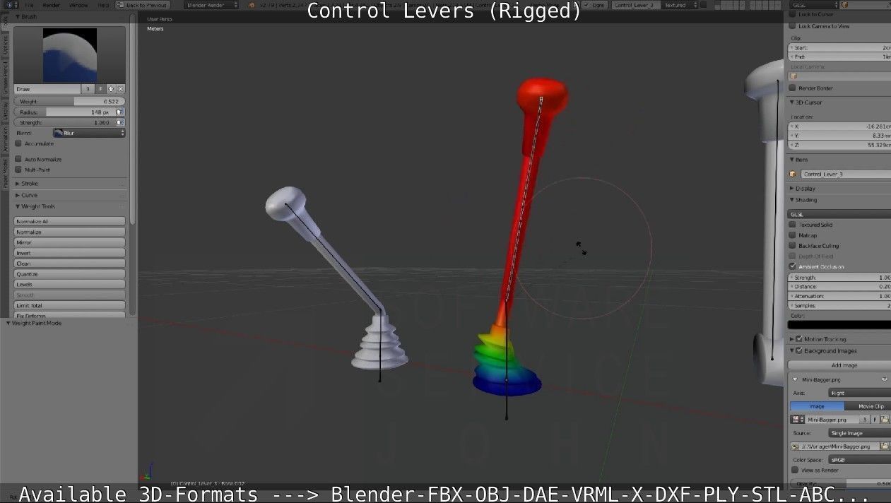 Control Levers - Rigged - Low-poly 3D model_31