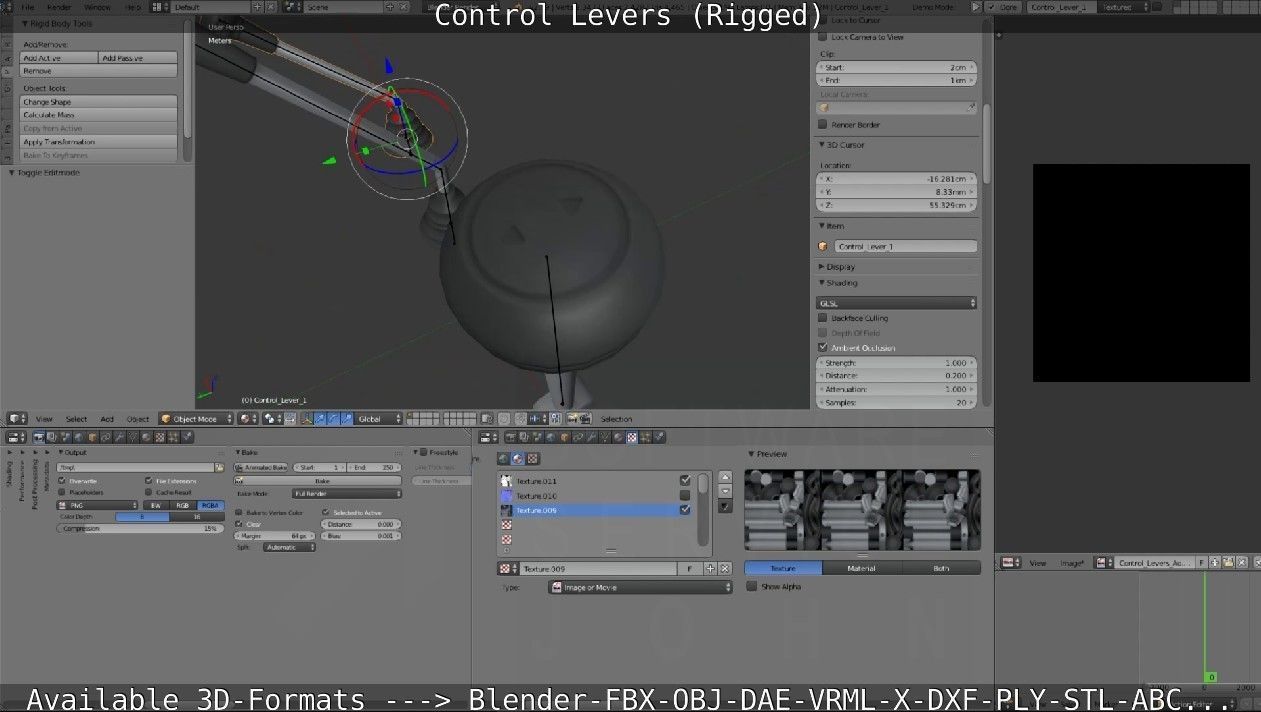 Control Levers - Rigged - Low-poly 3D model_52