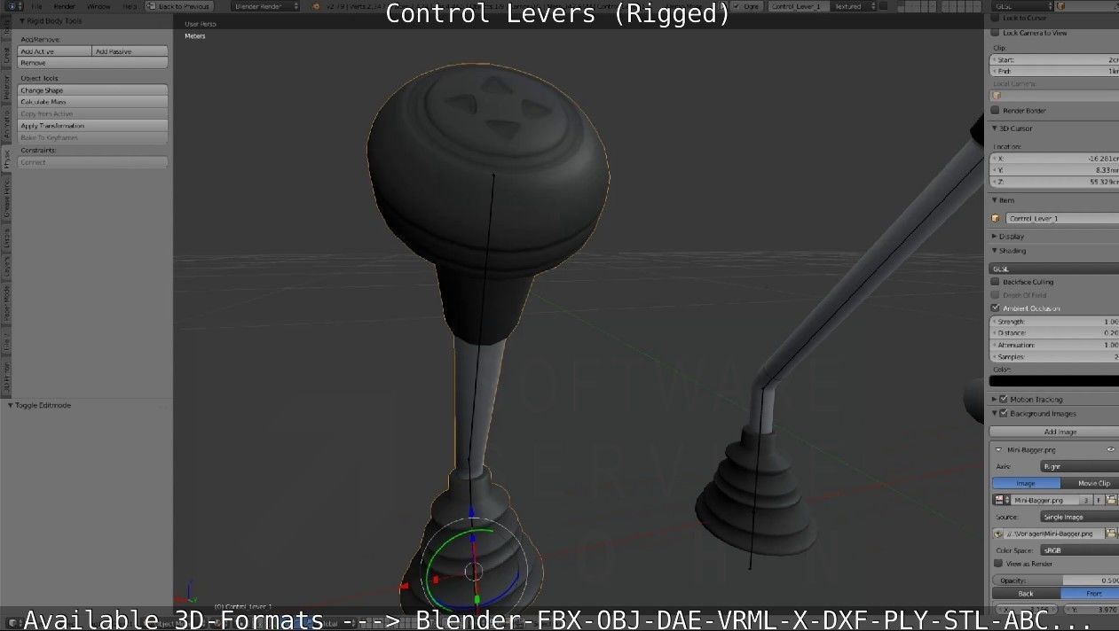 Control Levers - Rigged - Low-poly 3D model_48