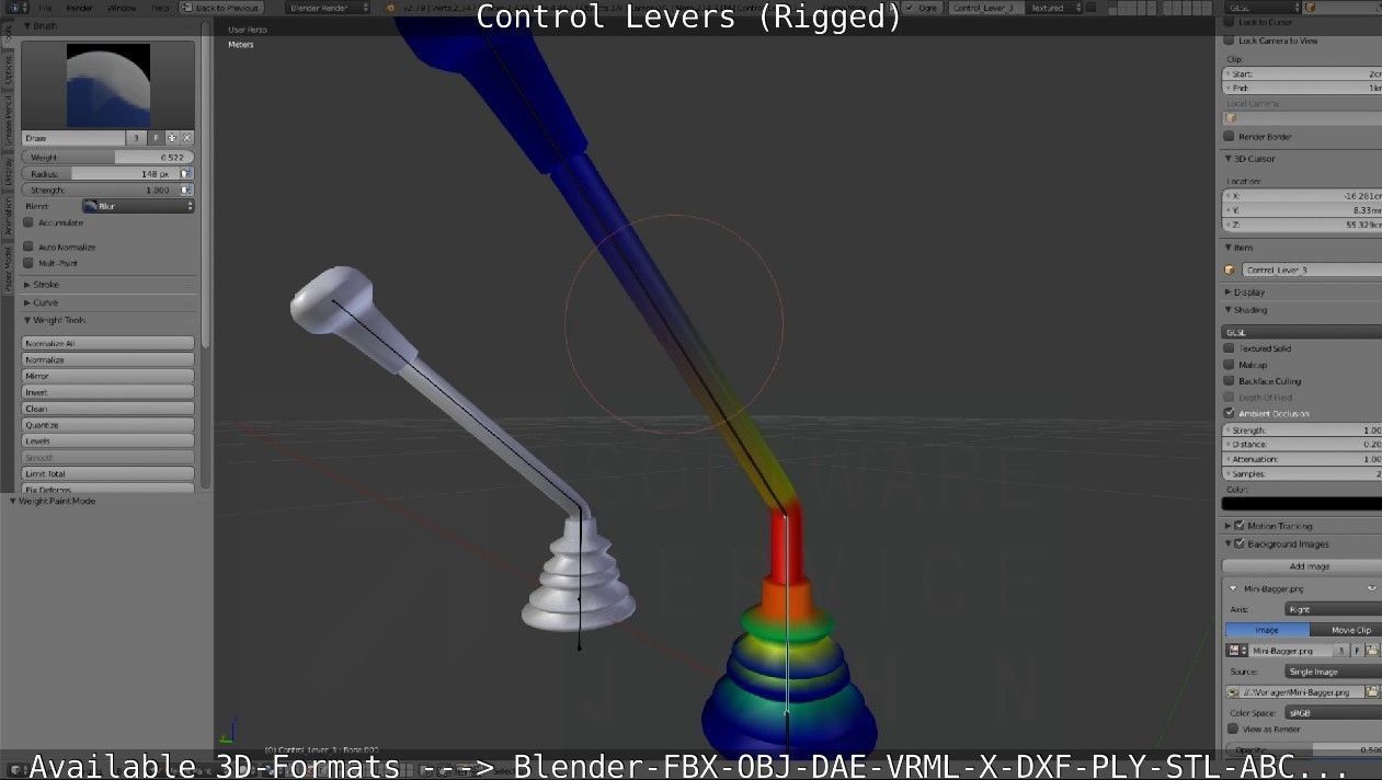 Control Levers - Rigged - Low-poly 3D model_27