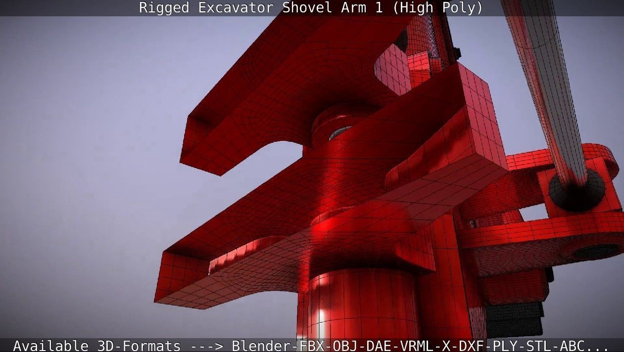 Rigged Excavator Shovel Arm -1- High-Poly 3D model_44