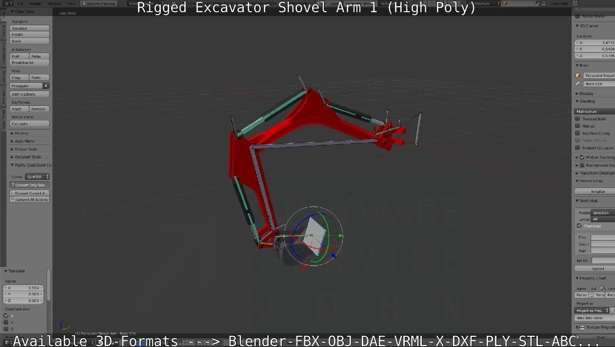 Rigged Excavator Shovel Arm -1- High-Poly 3D model_91