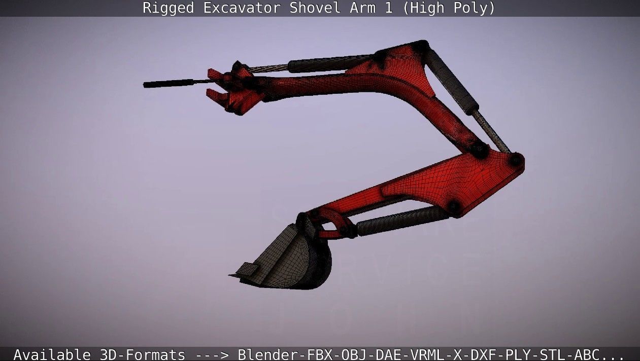 Rigged Excavator Shovel Arm -1- High-Poly 3D model_24