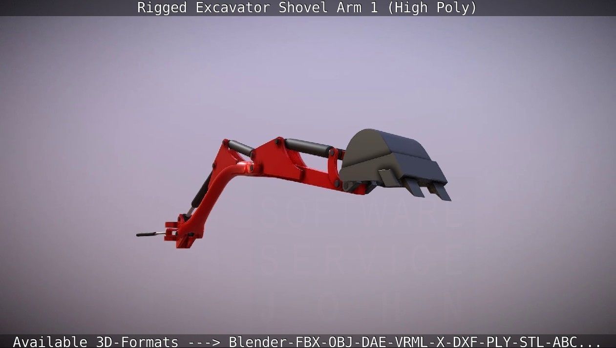 Rigged Excavator Shovel Arm -1- High-Poly 3D model_13