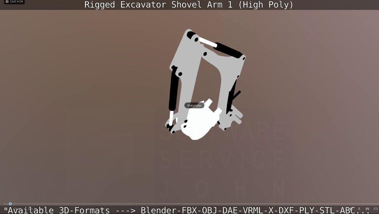 Rigged Excavator Shovel Arm -1- High-Poly 3D model_59