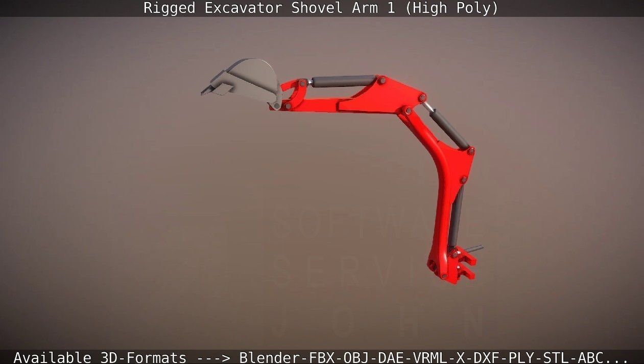 Rigged Excavator Shovel Arm -1- High-Poly 3D model_7