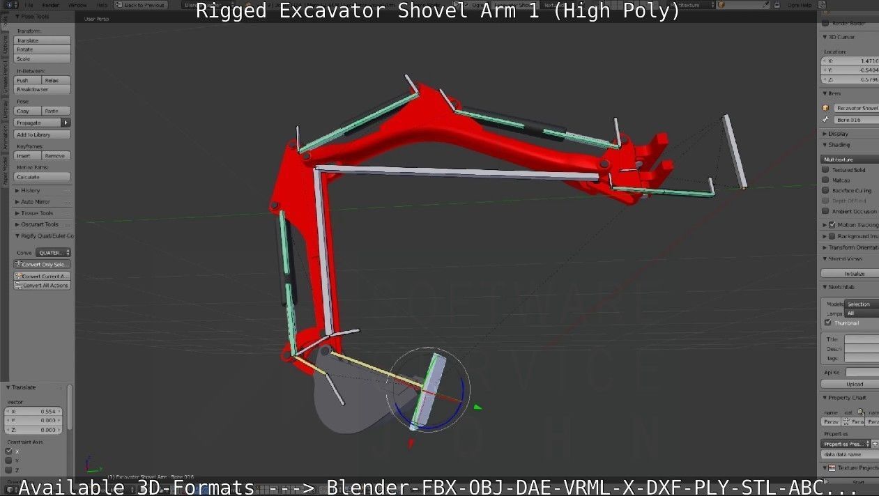 Rigged Excavator Shovel Arm -1- High-Poly 3D model_88