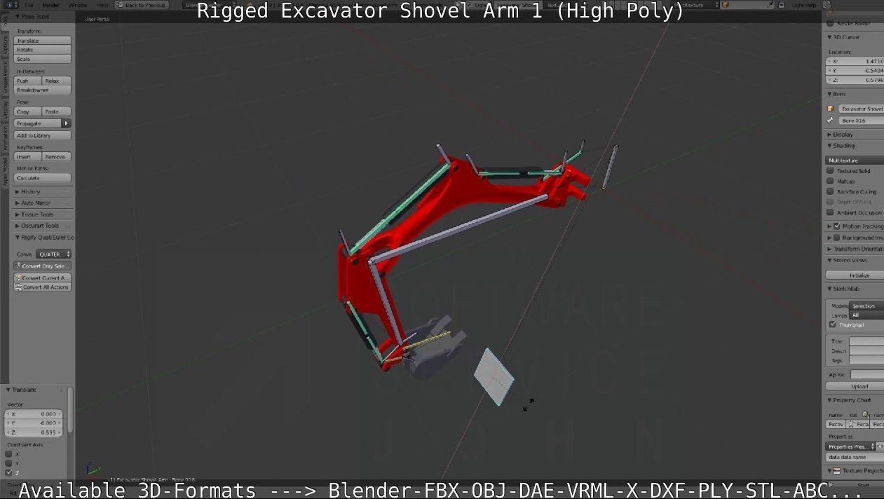 Rigged Excavator Shovel Arm -1- High-Poly 3D model_96