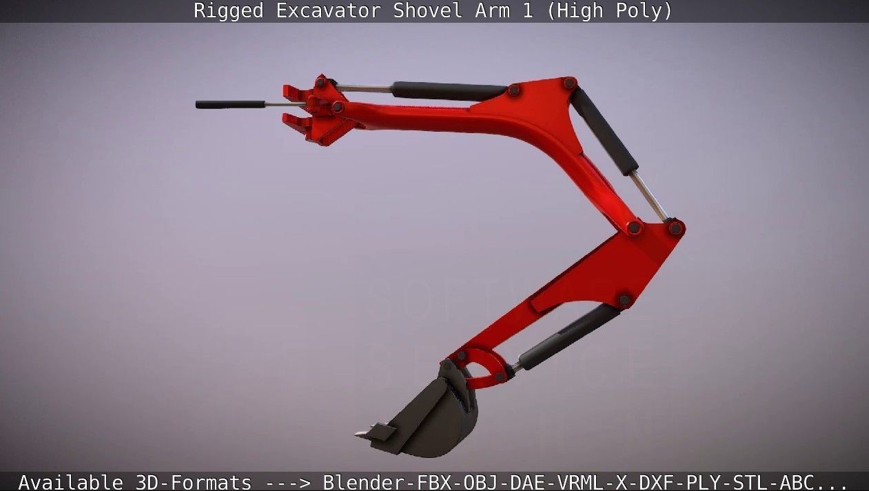 Rigged Excavator Shovel Arm -1- High-Poly 3D model_23