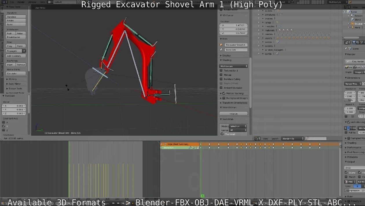Rigged Excavator Shovel Arm -1- High-Poly 3D model_73