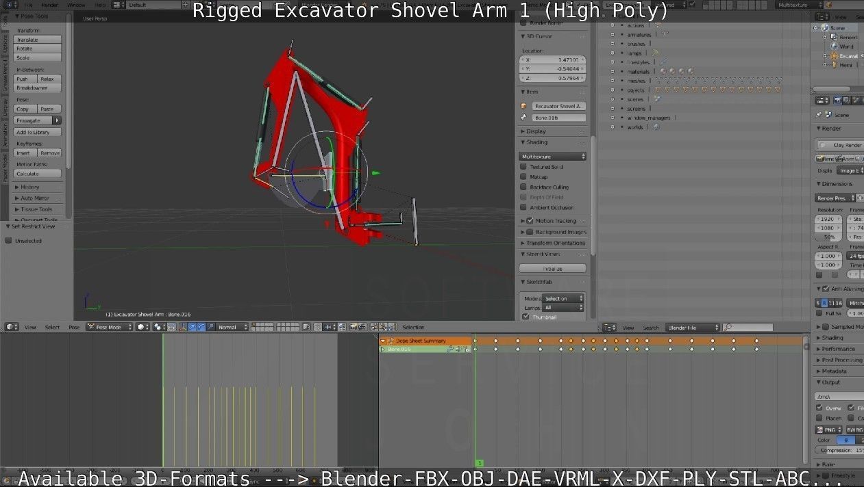 Rigged Excavator Shovel Arm -1- High-Poly 3D model_61