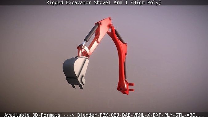 Rigged Excavator Shovel Arm -1- High-Poly 3D model