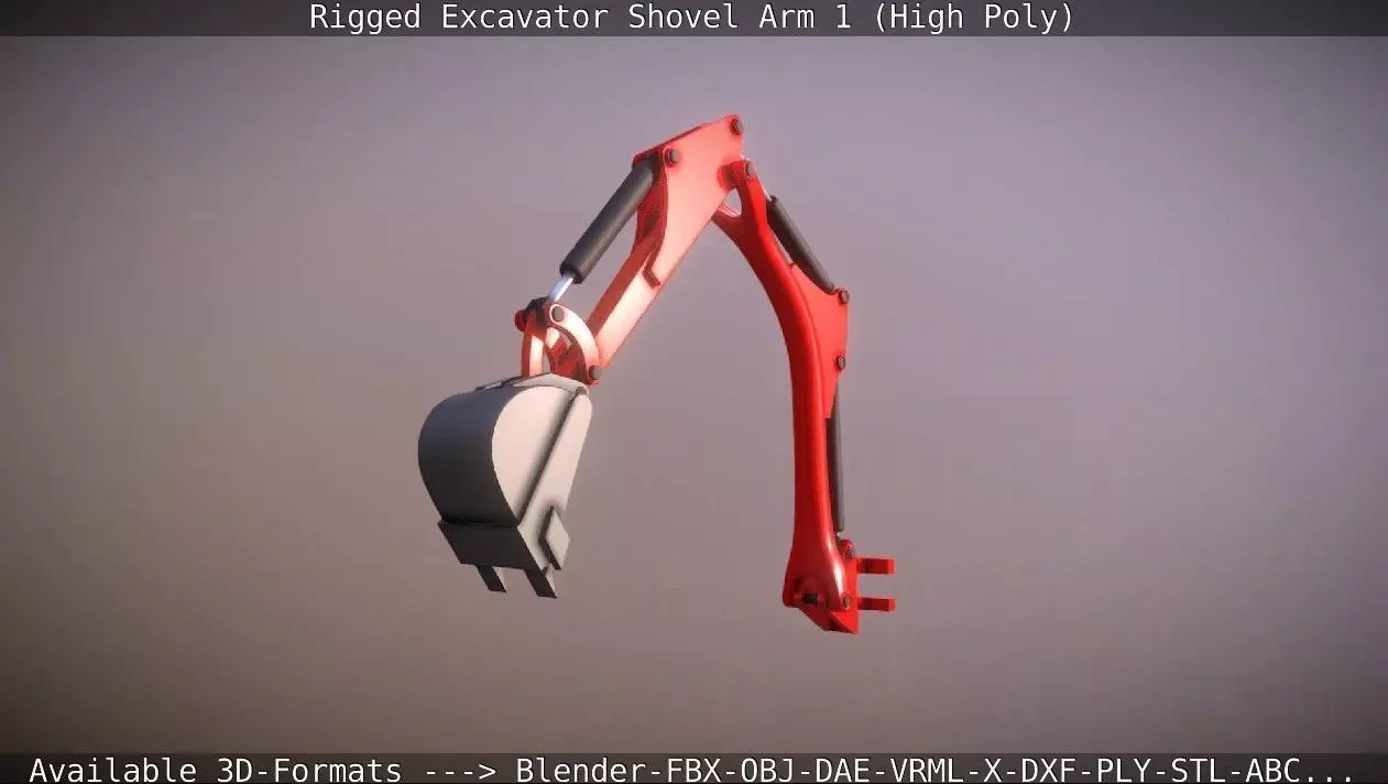 Rigged Excavator Shovel Arm -1- High-Poly 3D model_0