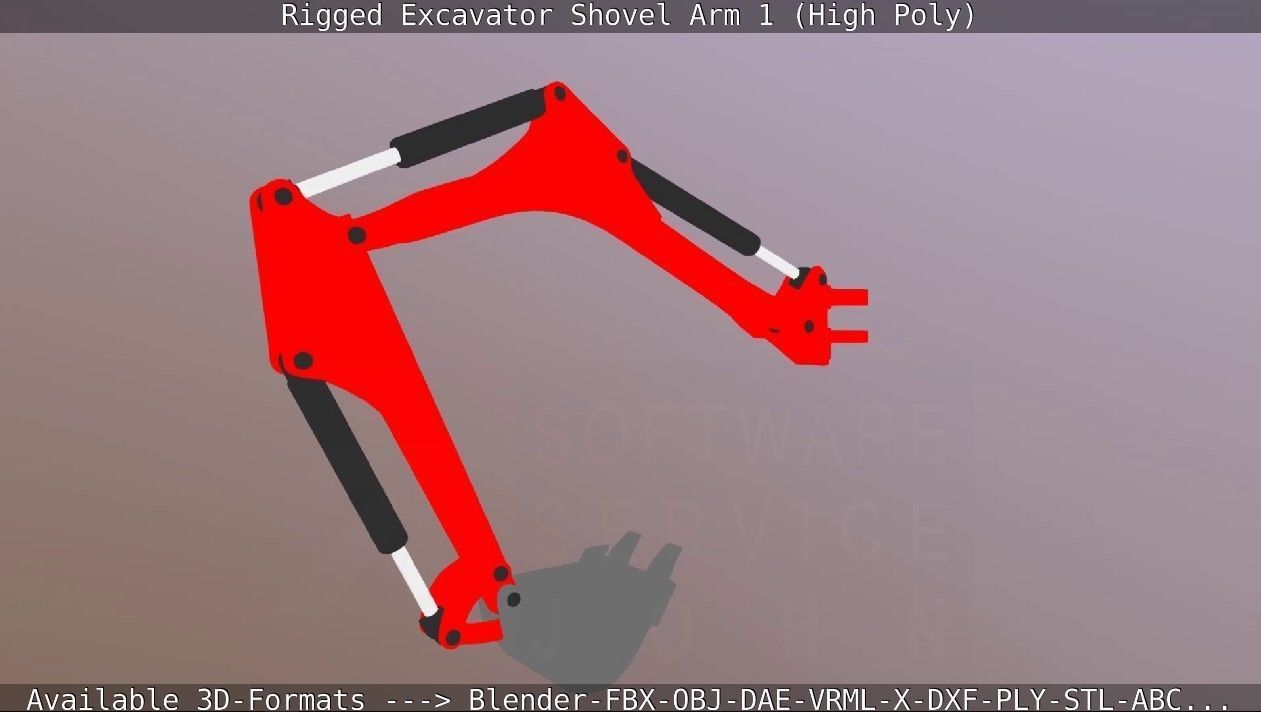 Rigged Excavator Shovel Arm -1- High-Poly 3D model_55