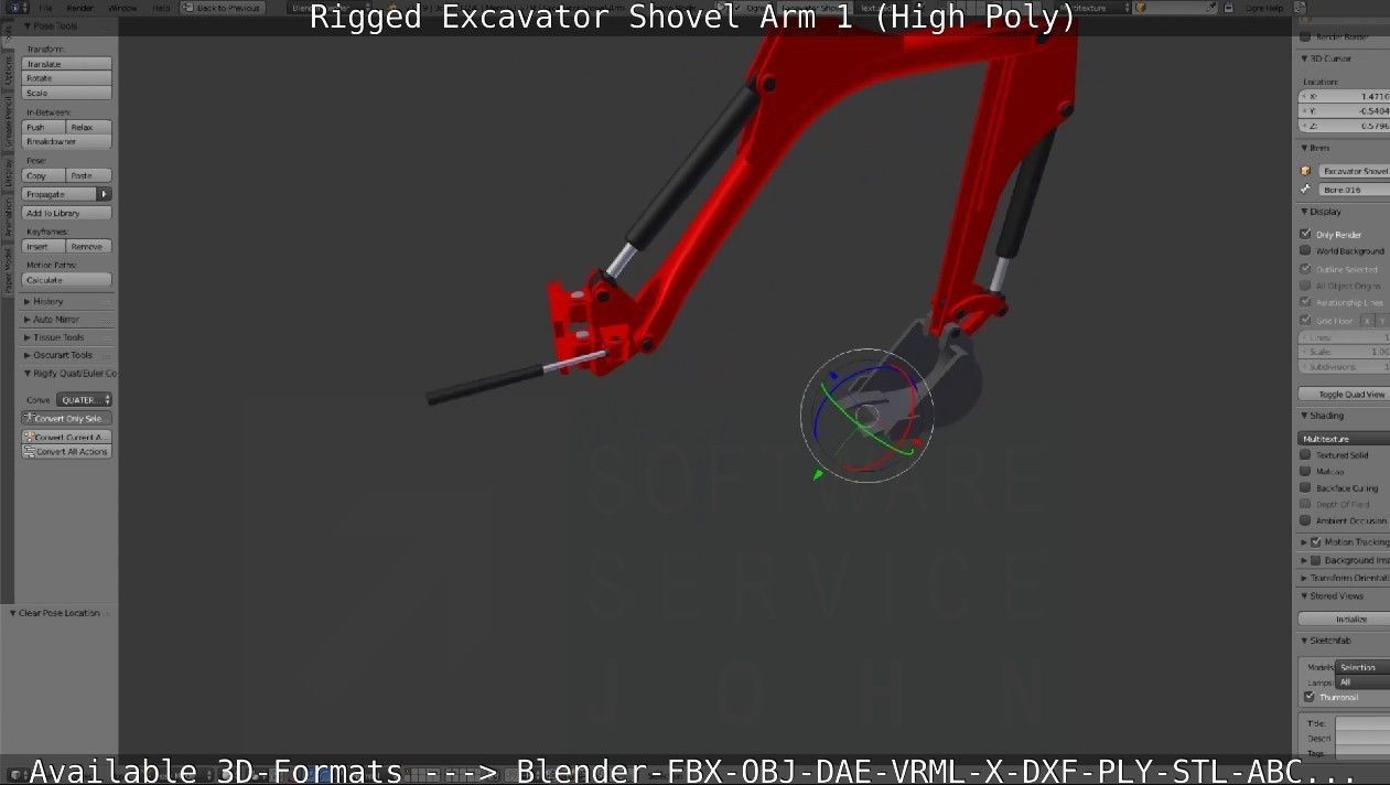 Rigged Excavator Shovel Arm -1- High-Poly 3D model_89