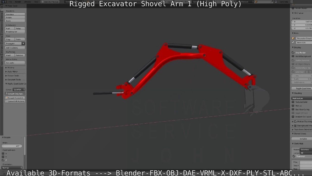 Rigged Excavator Shovel Arm -1- High-Poly 3D model_38