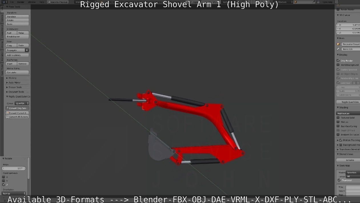 Rigged Excavator Shovel Arm -1- High-Poly 3D model_93