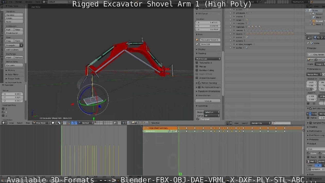 Rigged Excavator Shovel Arm -1- High-Poly 3D model_72