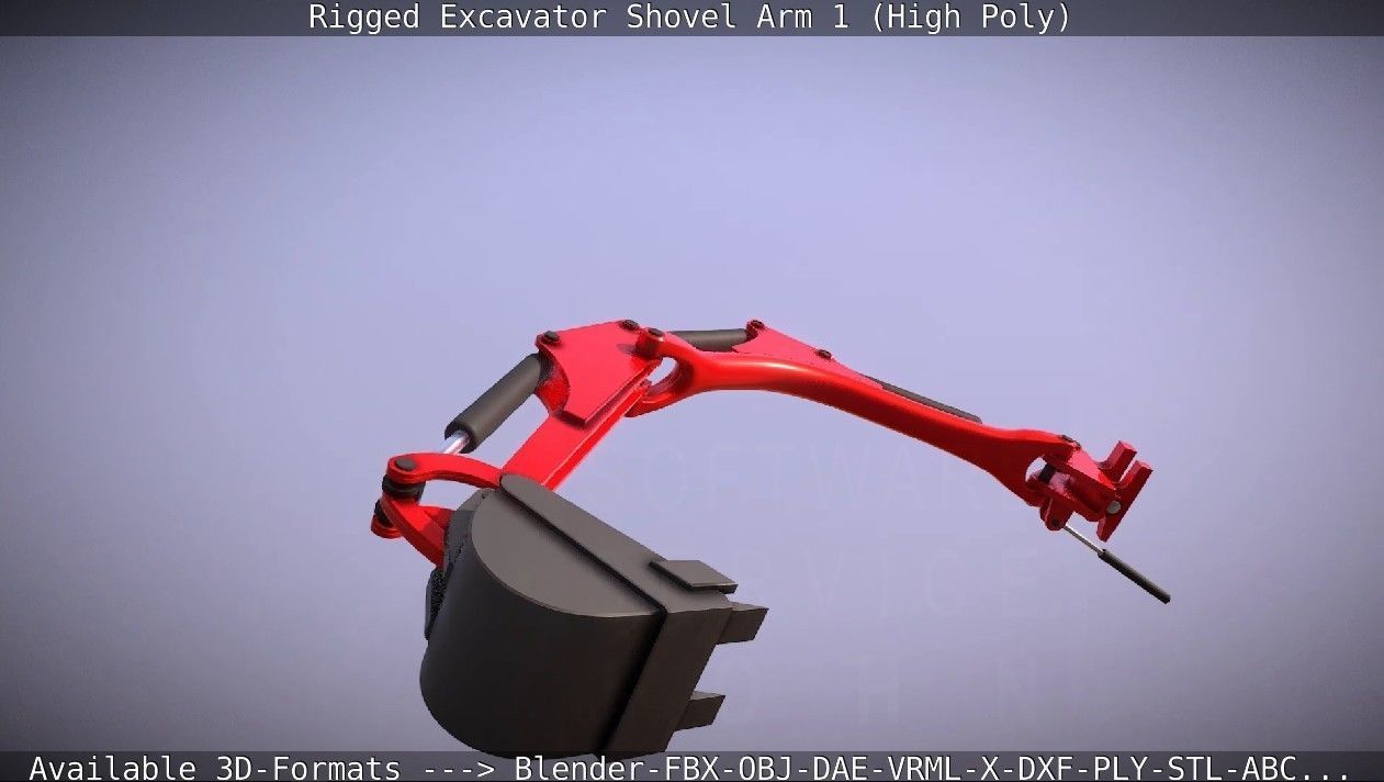 Rigged Excavator Shovel Arm -1- High-Poly 3D model_18