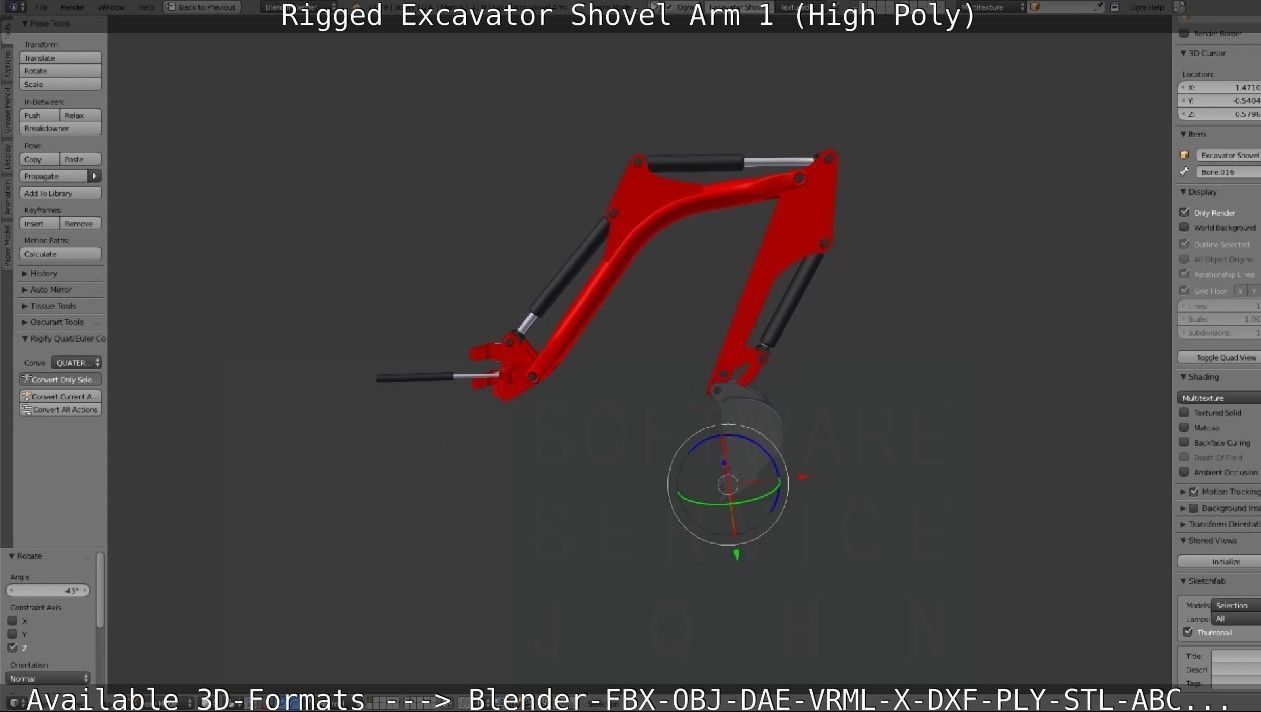Rigged Excavator Shovel Arm -1- High-Poly 3D model_34