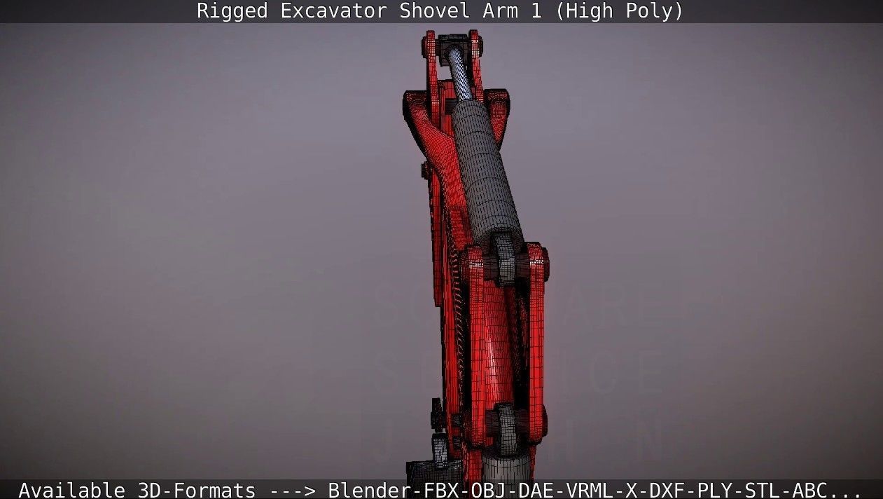 Rigged Excavator Shovel Arm -1- High-Poly 3D model_31