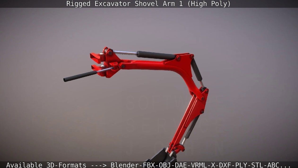 Rigged Excavator Shovel Arm -1- High-Poly 3D model_22
