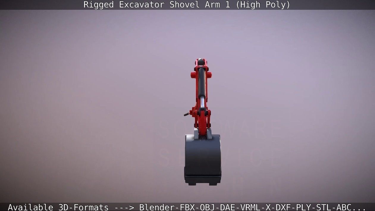Rigged Excavator Shovel Arm -1- High-Poly 3D model_12