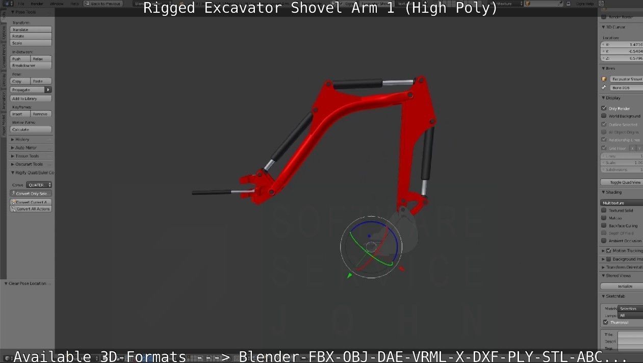 Rigged Excavator Shovel Arm -1- High-Poly 3D model_26