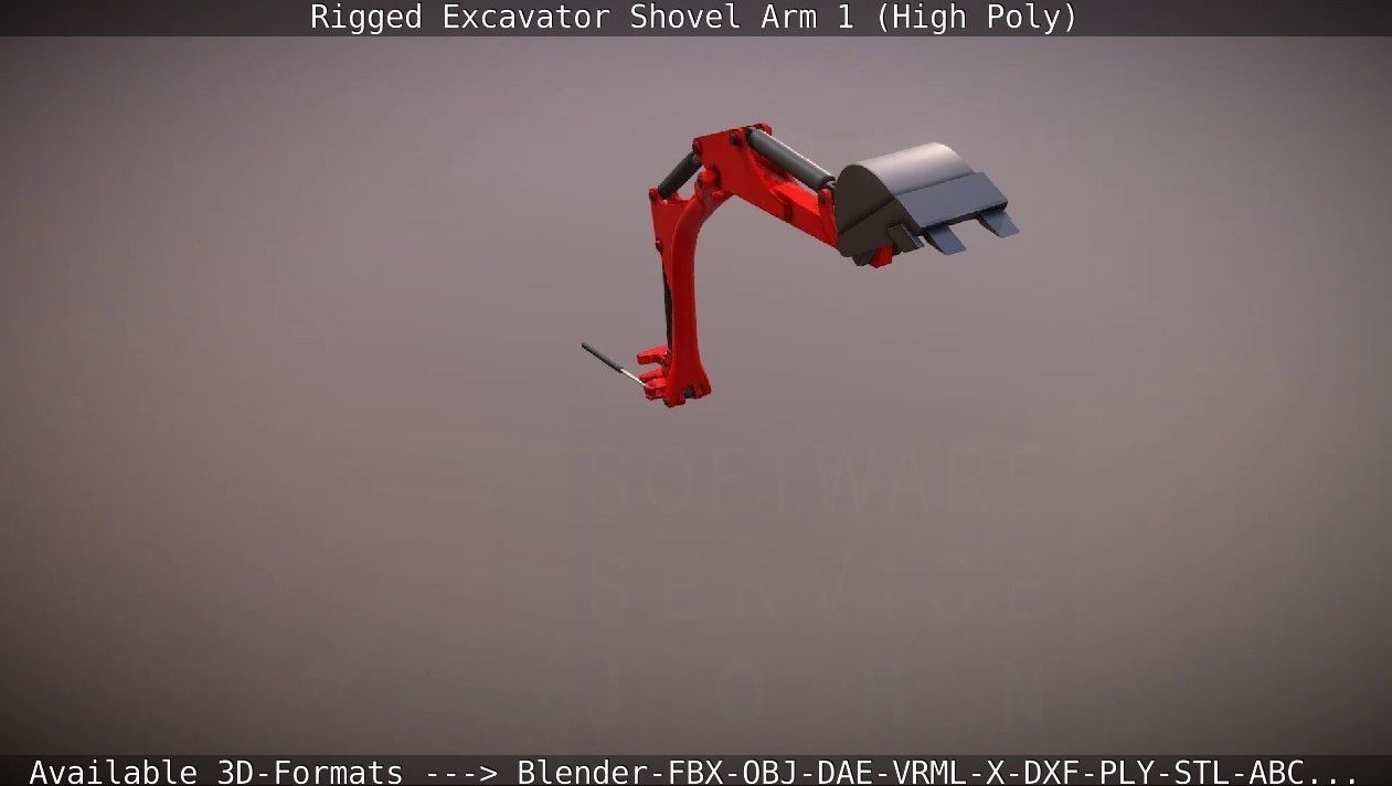 Rigged Excavator Shovel Arm -1- High-Poly 3D model_10