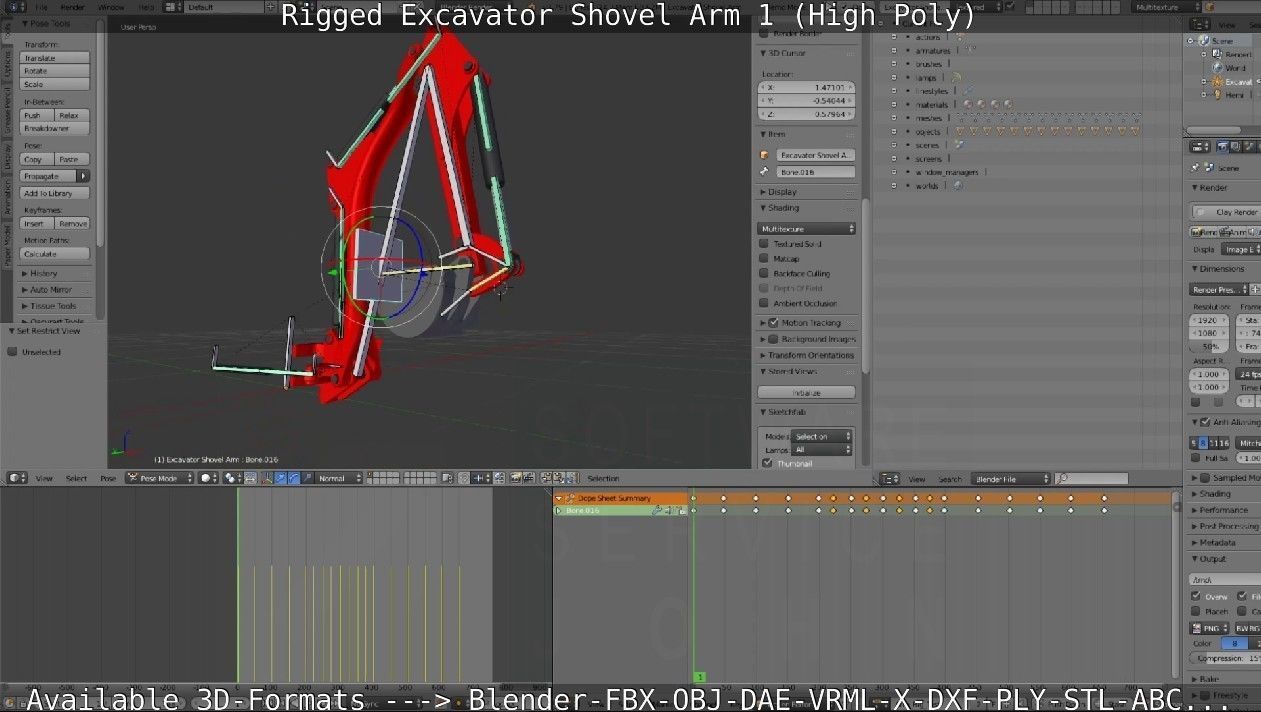 Rigged Excavator Shovel Arm -1- High-Poly 3D model_65