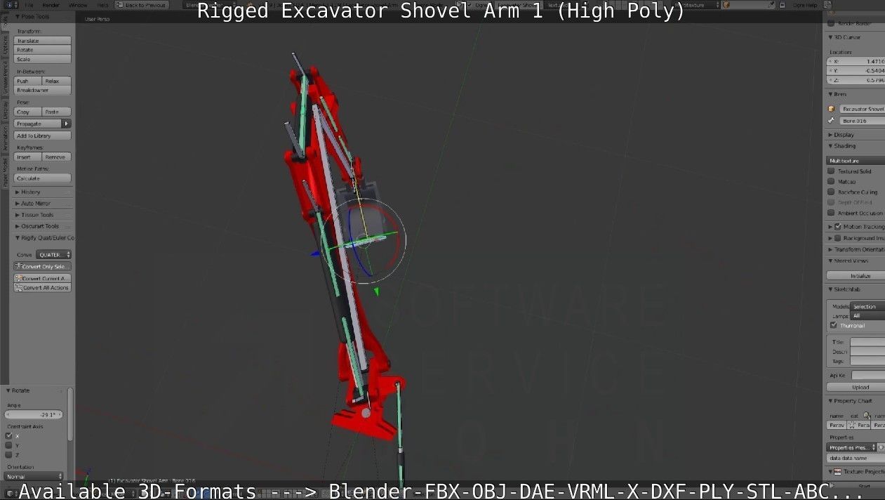 Rigged Excavator Shovel Arm -1- High-Poly 3D model_84