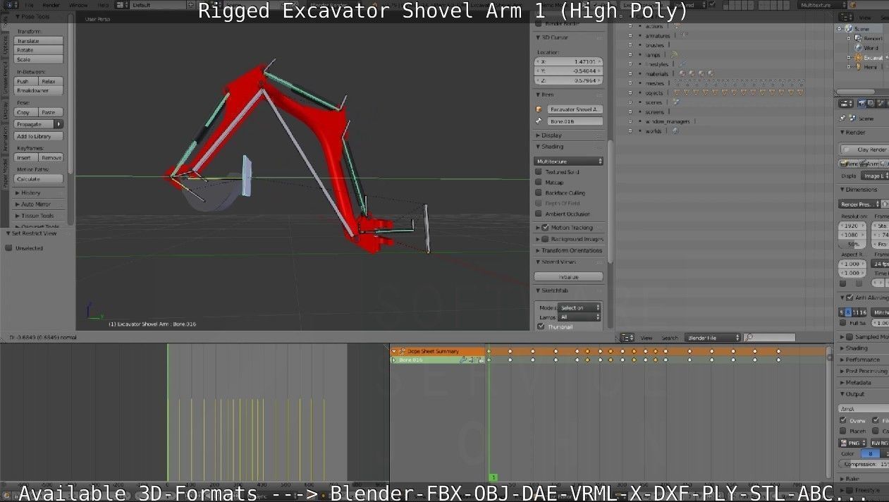 Rigged Excavator Shovel Arm -1- High-Poly 3D model_62
