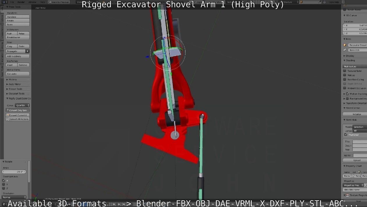 Rigged Excavator Shovel Arm -1- High-Poly 3D model_86