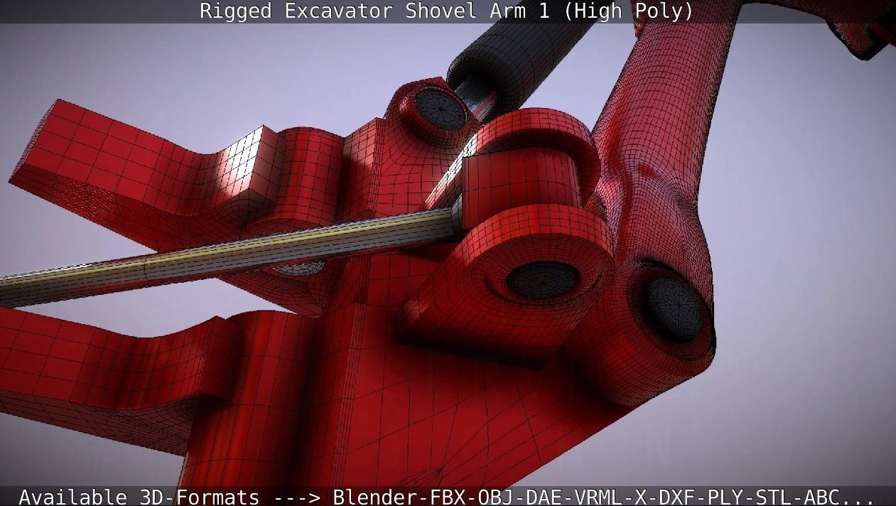 Rigged Excavator Shovel Arm -1- High-Poly 3D model_41