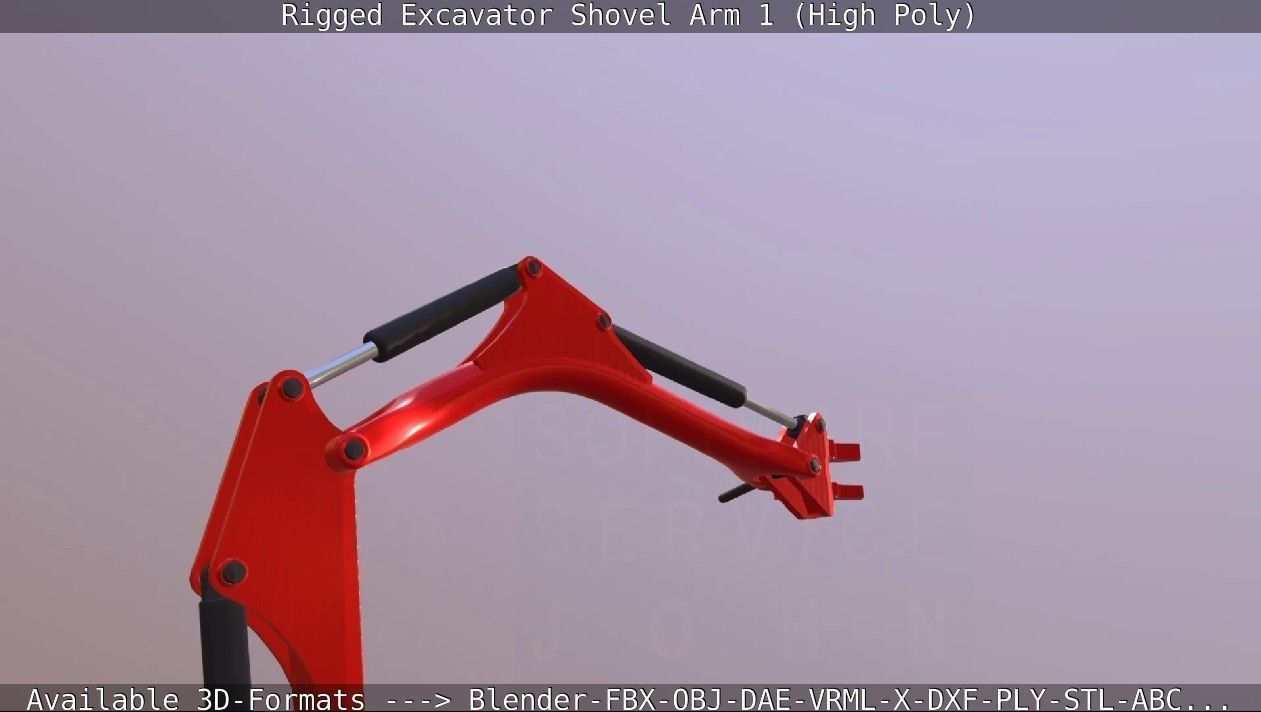 Rigged Excavator Shovel Arm -1- High-Poly 3D model_51
