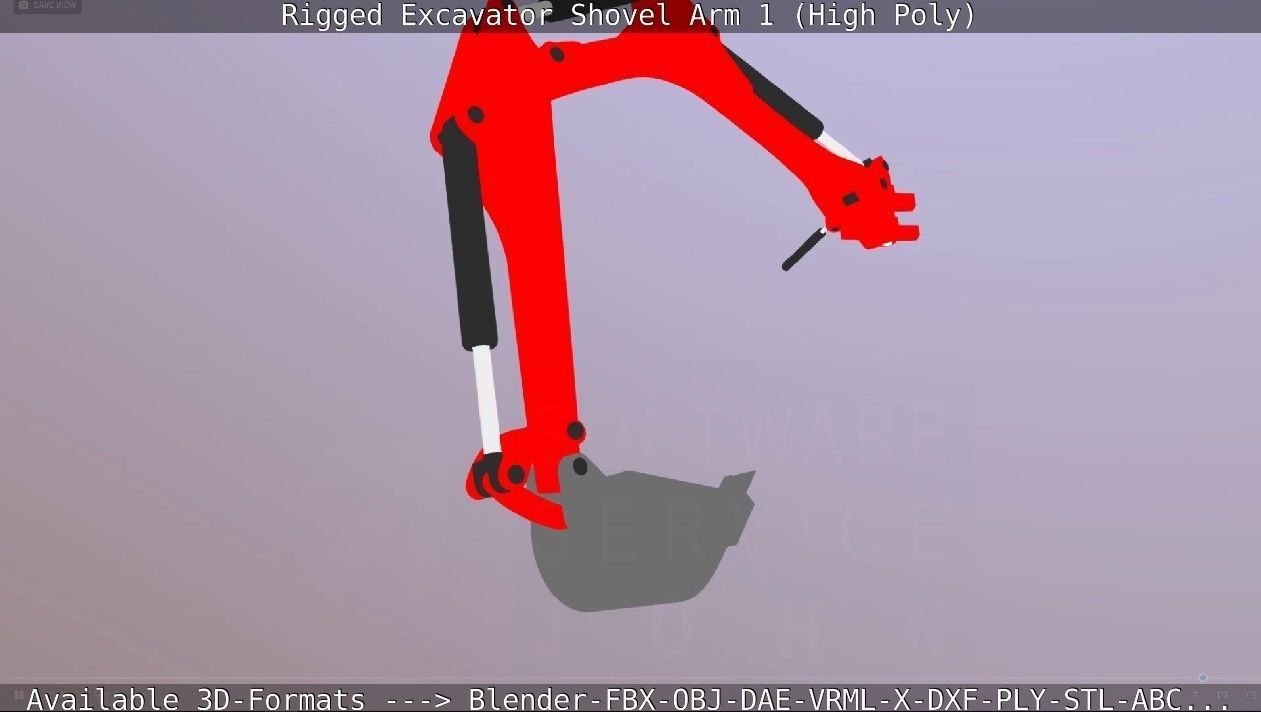 Rigged Excavator Shovel Arm -1- High-Poly 3D model_54