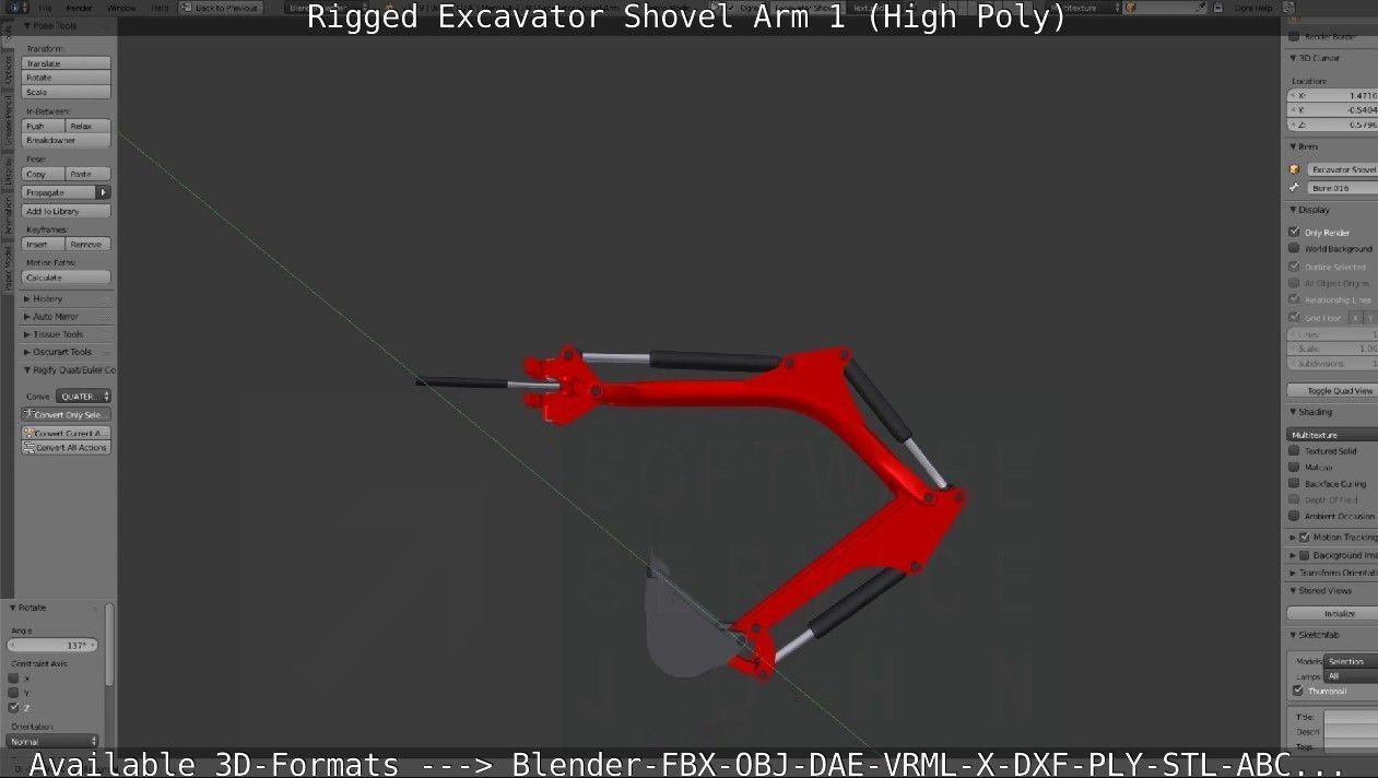 Rigged Excavator Shovel Arm -1- High-Poly 3D model_57