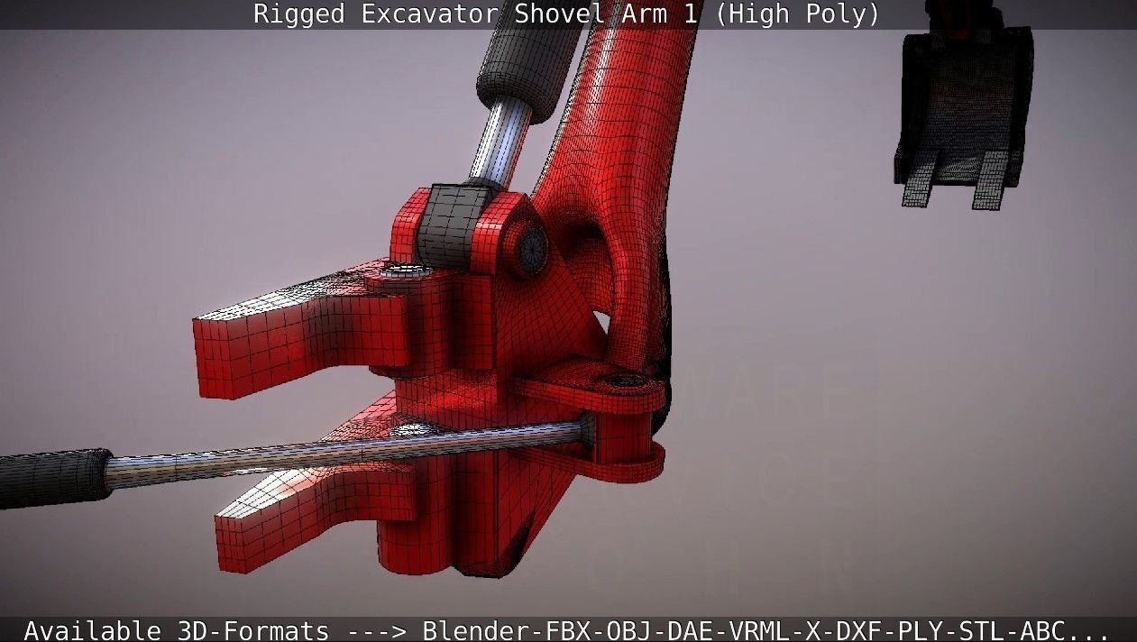 Rigged Excavator Shovel Arm -1- High-Poly 3D model_40