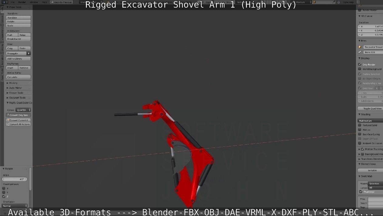 Rigged Excavator Shovel Arm -1- High-Poly 3D model_43