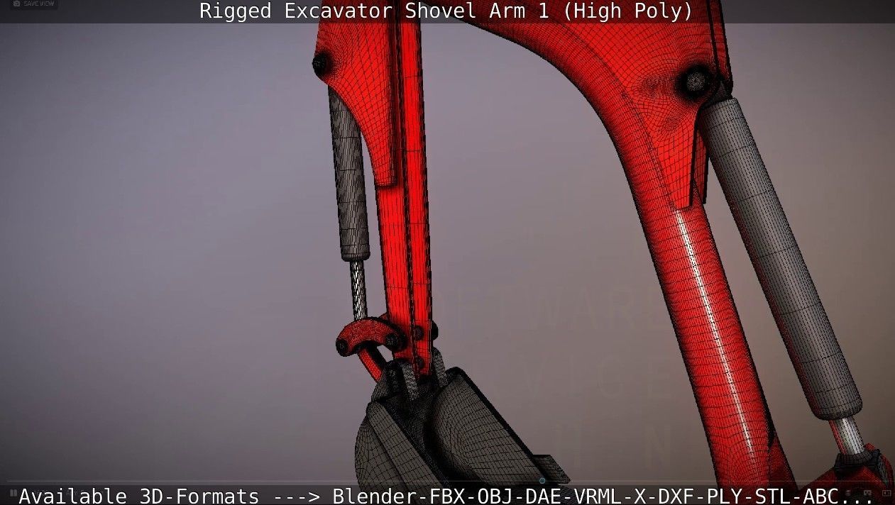 Rigged Excavator Shovel Arm -1- High-Poly 3D model_30