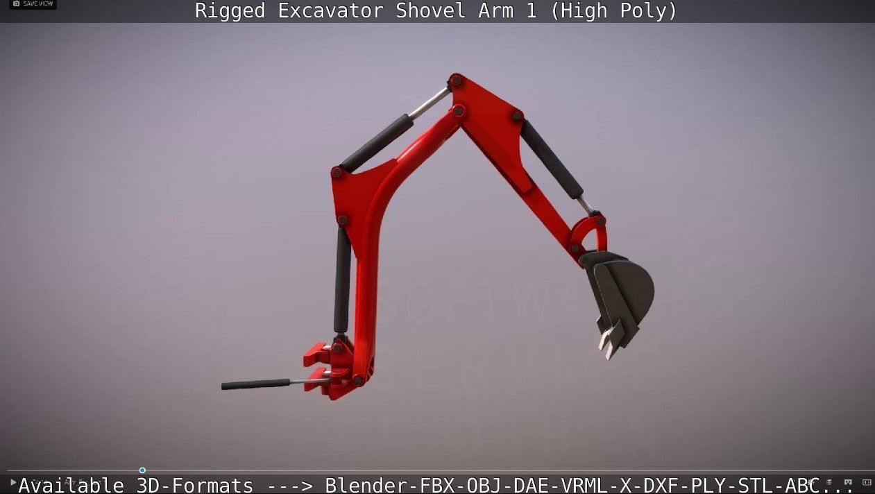 Rigged Excavator Shovel Arm -1- High-Poly 3D model_101