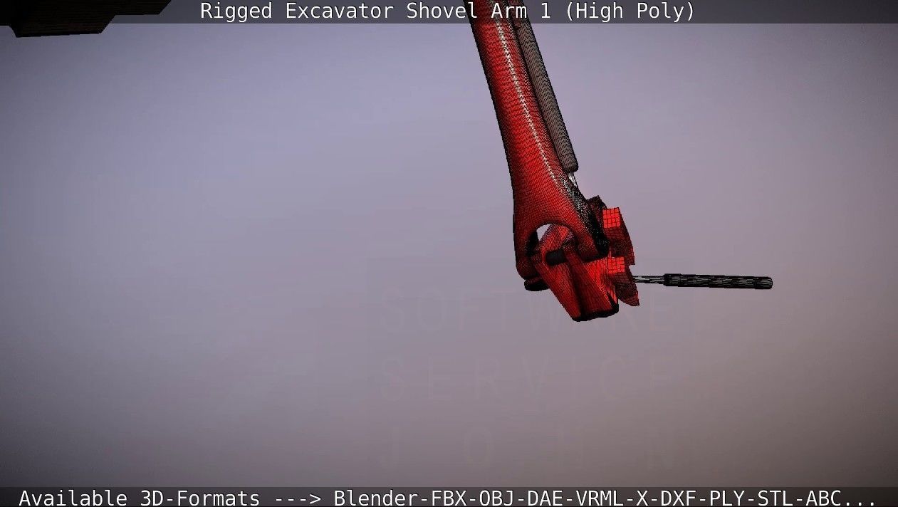 Rigged Excavator Shovel Arm -1- High-Poly 3D model_37