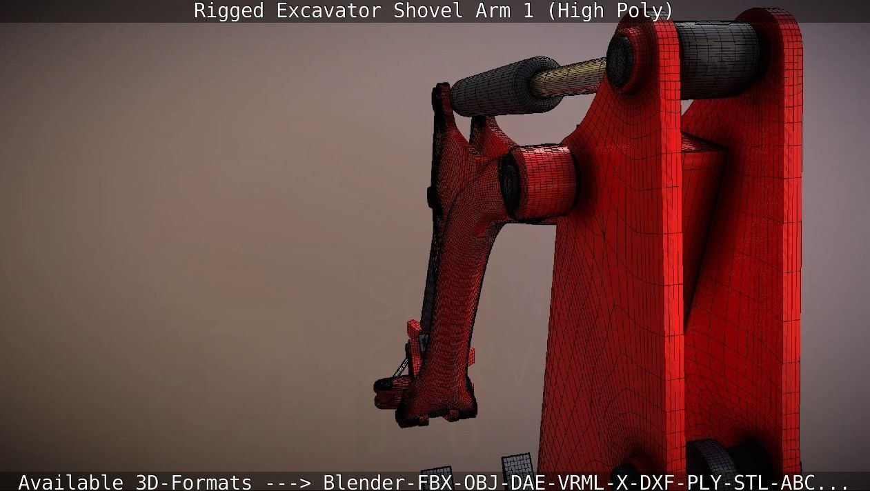 Rigged Excavator Shovel Arm -1- High-Poly 3D model_35